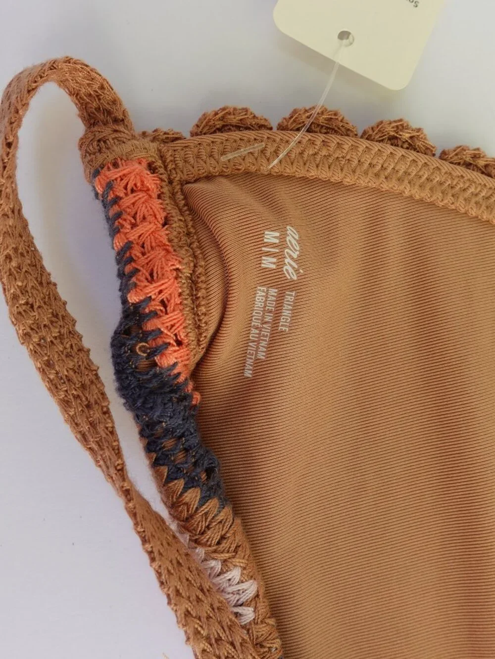 Women's Aerie Crochet String Triangle Bikini Top NEW Size M $49 beach swim